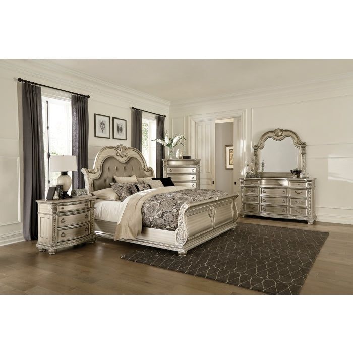 Homelegance 1757SV-CH Astoria grand Cavalier silver finish wood ornate bedroom chest.