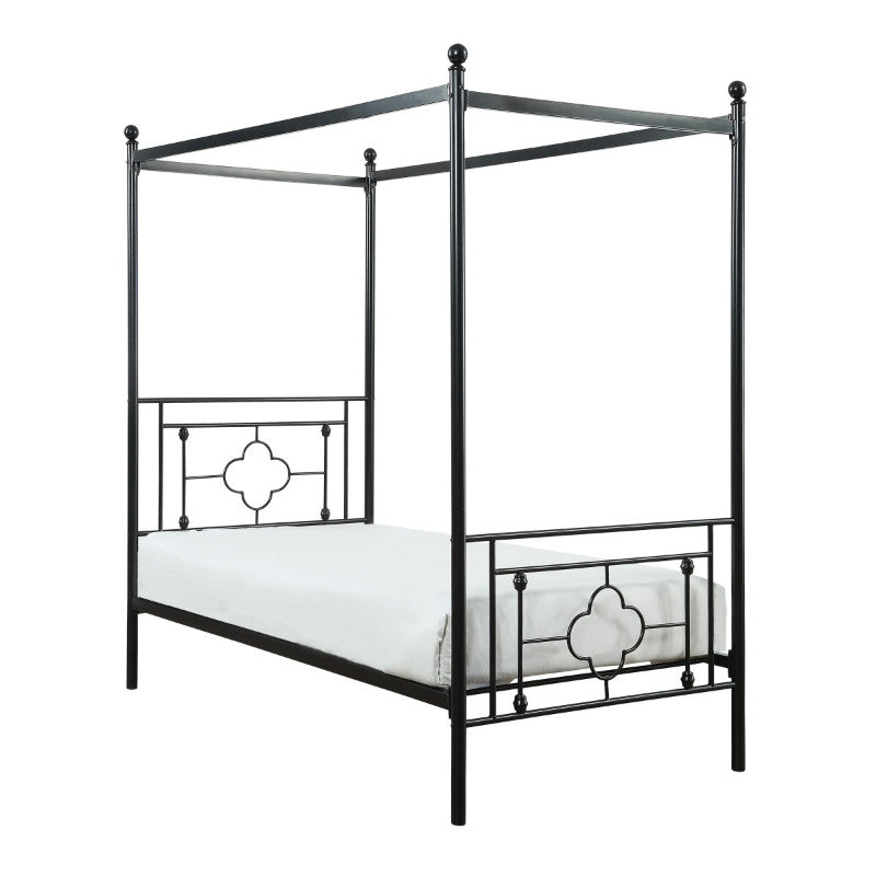 Homelegance 1758T Gracie oaks woodson black finish metal frame twin canopy bed
