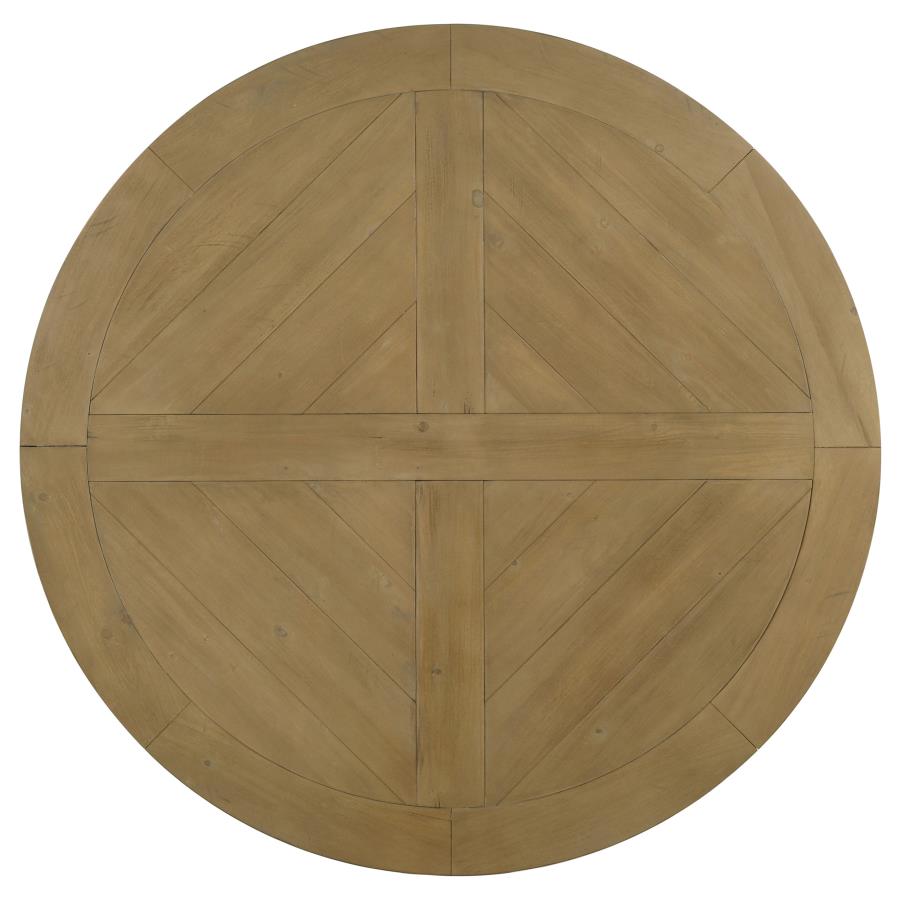 Florence French Country Rustic Honey Finish Solid Pine Round Pedestal Dining Table – 180200
