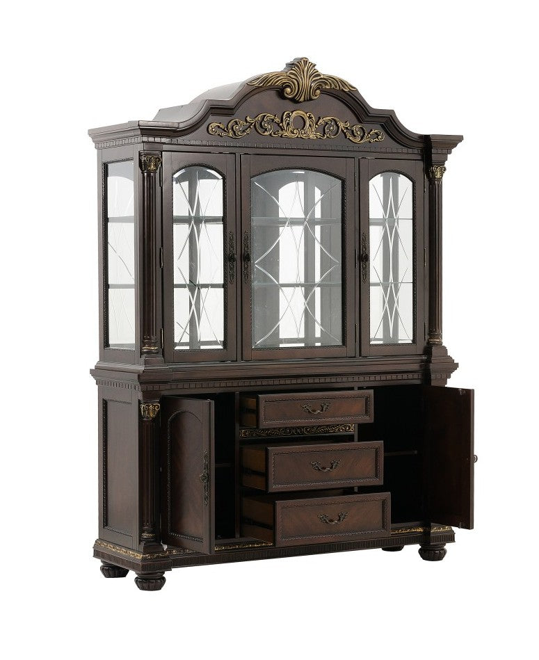 Homelegance 1808-50 Russian hill cherry finish wood curio cabinet hutch and buffet