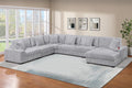 Poundex F181 6 pc grey wide welt corduroy fabric modular sectional sofa and chaise