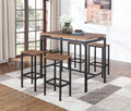 Coaster 182002 5 pc Wrought studio devon weathered chestnut finish wood and matte black frame table set
