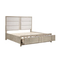 Homelegance 1820N  Mckewen light grey finish wood mid century modern style queen bed footboard drawers