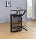 Coaster 182135 Orren ellis home bar unit modern style black finish curved front bar unit