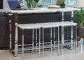 Coaster 182253 4 pc Topline Marmot white faux marble top chrome frame counter height dining / bar table set