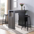 182335 Black and distressed grey finish wood wine cabinet with counter table bar unit storage