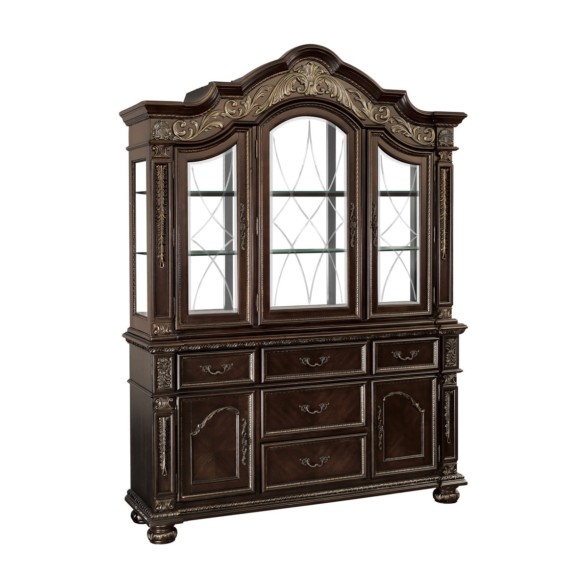 Homelegance 1824-50 Astoria grand catalonia dark cherry finish wood dining curio cabinet hutch and buffet