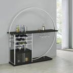 Coaster 182799 Risley home bar unit black finish wood and chrome bar unit LED lighting