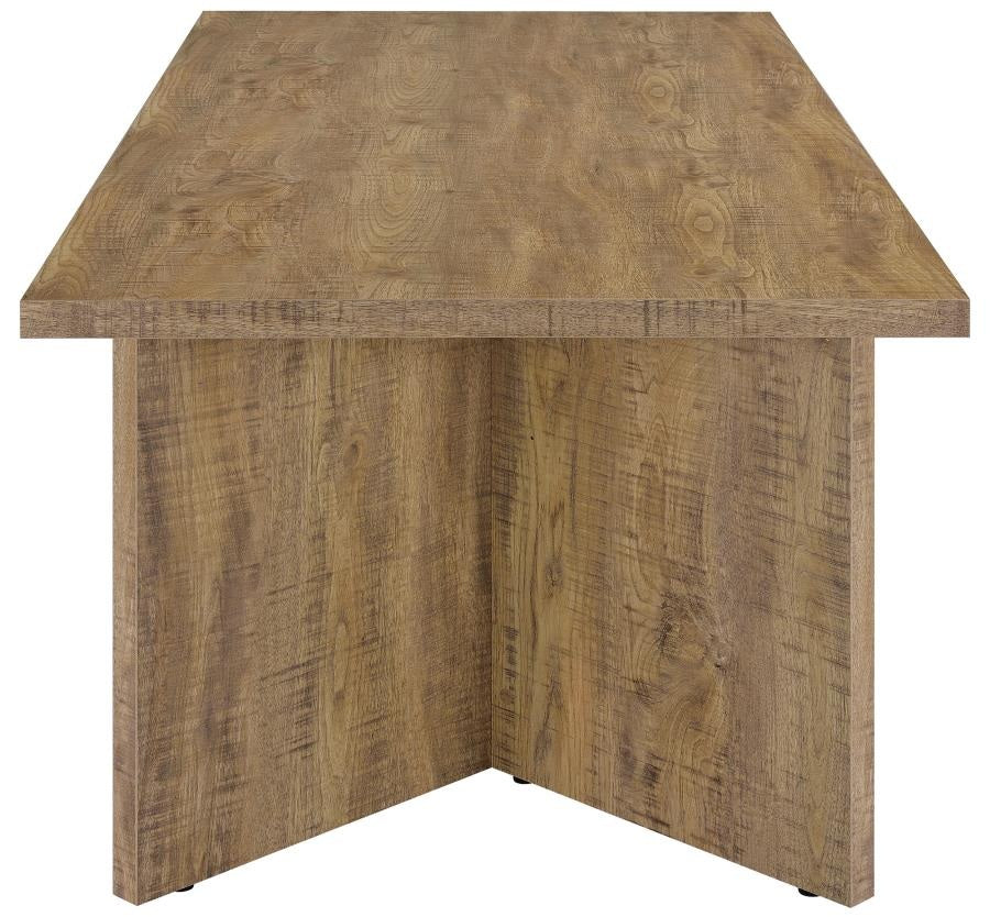 Coaster 183020-S7 7 pc Jamestown mango finish wood dining table set geometric base tufted back chairs