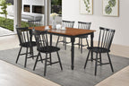 Coaster 183041-S7 7 pc Hollyoak walnut and black finish wood two tone farmhouse style dining table set