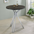 Coaster 183131 Edgerton 35" round dark oak finish wood and chrome metal legs bar table