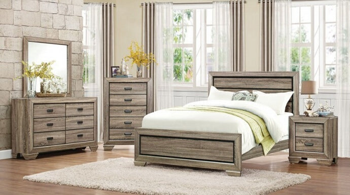 Homelegance 1904-4PC 4 pc Beechnut light elm finish wood paneled headboard bedroom set