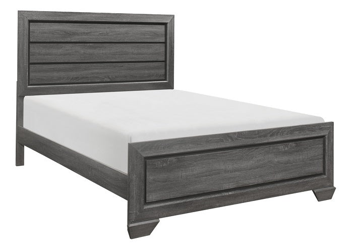Homelegance 1904GY-4PC 4 pc Beechnut embossed grey finish wood paneled headboard queen bedroom set