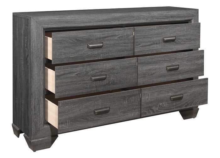 Homelegance 1904GY-4PC 4 pc Beechnut embossed grey finish wood paneled headboard queen bedroom set