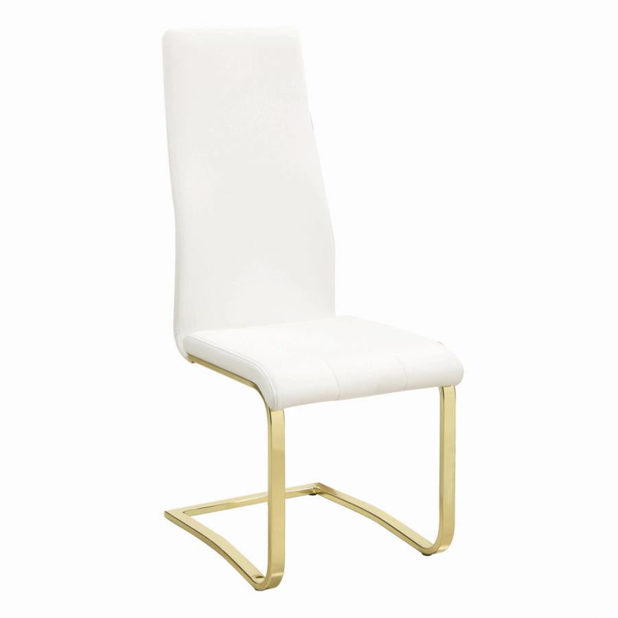 Coaster 190512 Set of 4 Orren ellis gold metal base white leatherette dining chairs