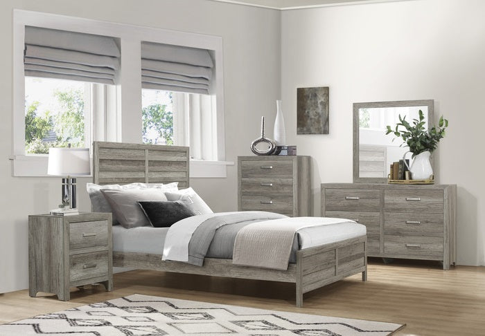 Homelegance 1910GY-4PC 4 pc Mandan weathered grey embossed finish wood queen bedroom set