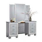 Homelegance 1916-14-15 3 pc Allura silver with faux alligator finish wood bedroom make up vanity set