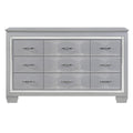 Homelegance 1916-5  Allura silver embossed alligator finish wood bedroom 9 drawer dresser