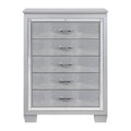 Homelegance 1916-9  Allura silver embossed alligator finish wood bedroom tall chest of drawers