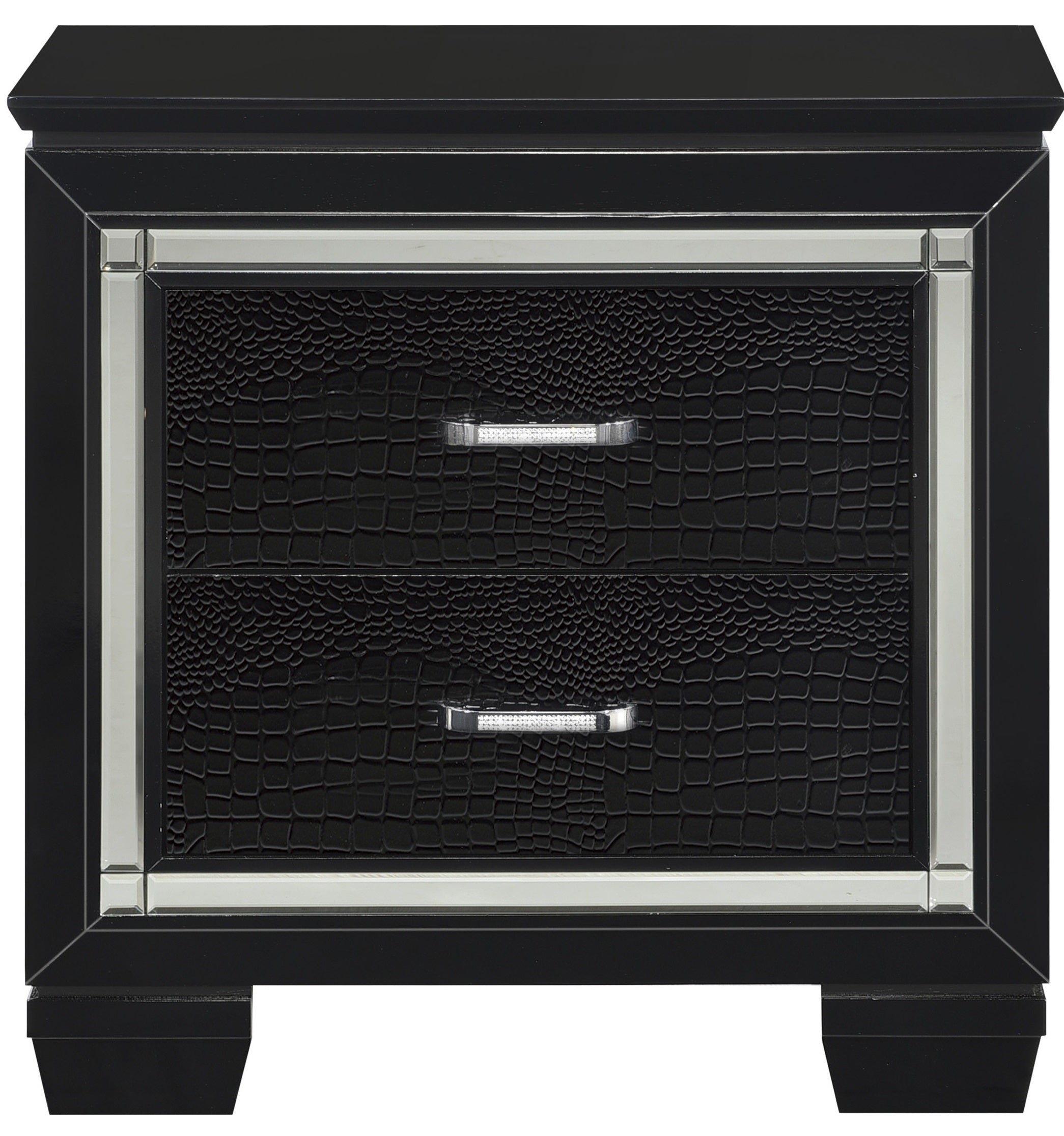 Homelegance 1916BK-4PC 4 pc allura black embossed alligator finish wood bedroom set with led trim