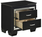 Homelegance 1916BK-4PC 4 pc allura black embossed alligator finish wood bedroom set with led trim