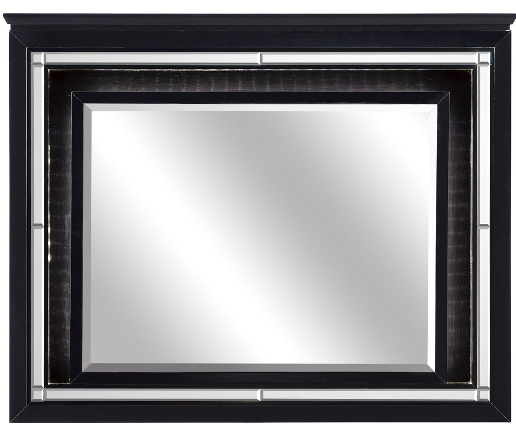 Homelegance 1916BK-4PC 4 pc allura black embossed alligator finish wood bedroom set with led trim