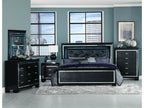 Homelegance 1916BK-4PC 4 pc allura black embossed alligator finish wood bedroom set with led trim