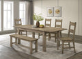 Coaster 192921-S6 6 pc Cardova vineyard oak finish wood grain look wood dining table set with bench