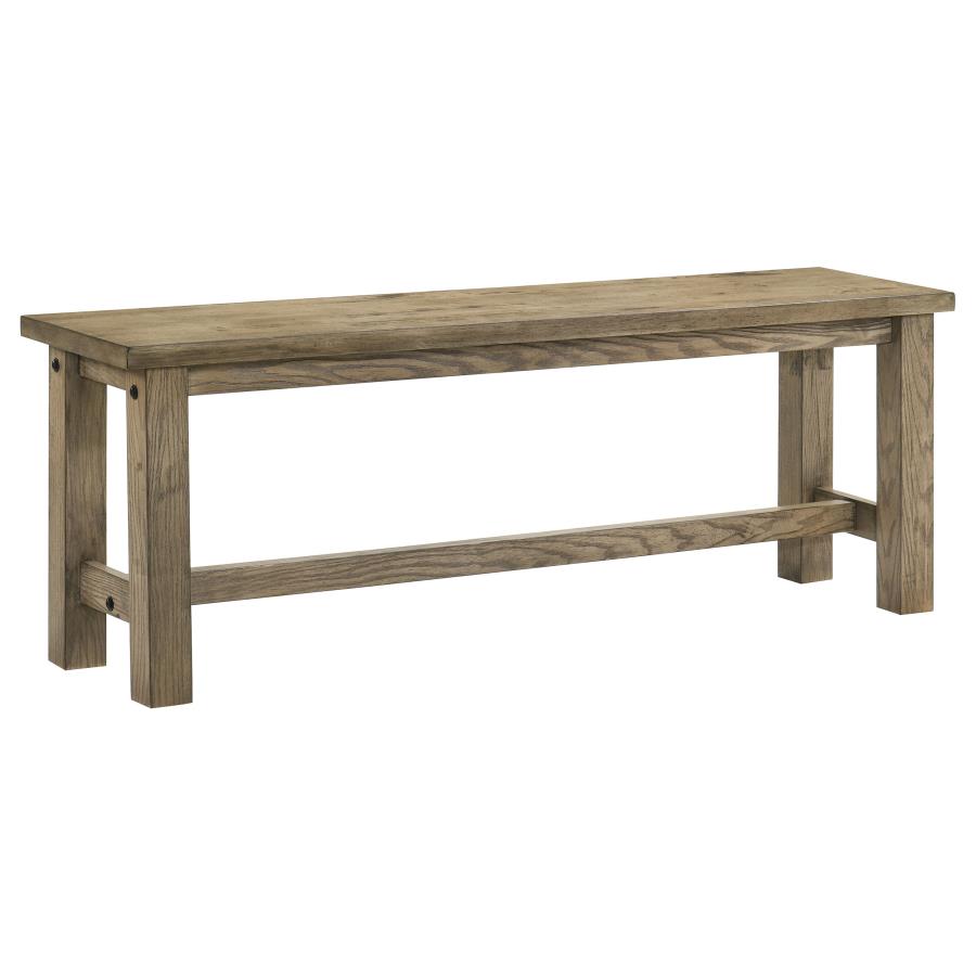 Coaster 192921-S6 6 pc Cardova vineyard oak finish wood grain look wood dining table set with bench