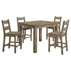 Coaster 192928-S5 5 pc Cardova vineyard oak finish wood grain look wood square counter height dining table set