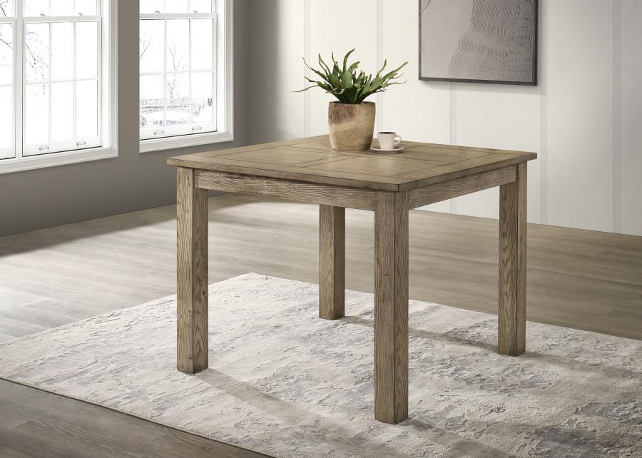 Coaster 192928-S5 5 pc Cardova vineyard oak finish wood grain look wood square counter height dining table set