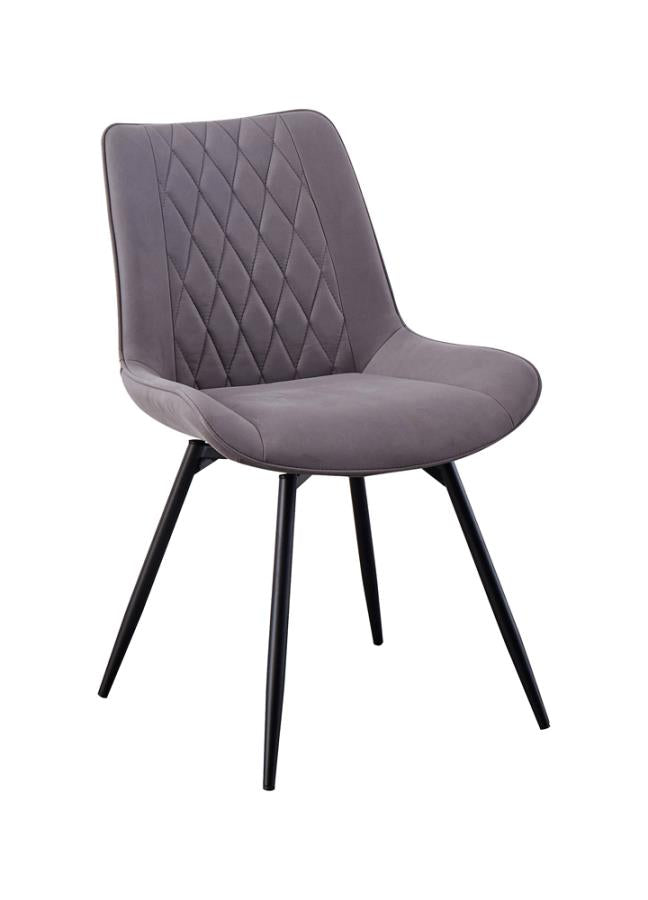Coaster 193312 Set of 2 Red barrell studio grey leatherette and fabric retro modern style gunmetal finish legs swivel dining chairs