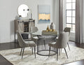 Coaster 193511 5 pc 17 stories guttenberg Granvia 54" round clear glass top gunmetal metal base dining table set