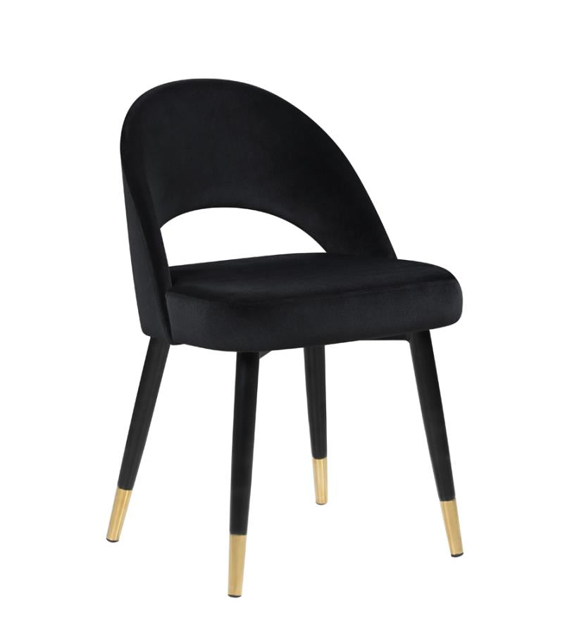 Coaster 193562 Set of 2 Red barrell studio eckert black velvet retro modern style gold finish legs dining chairs