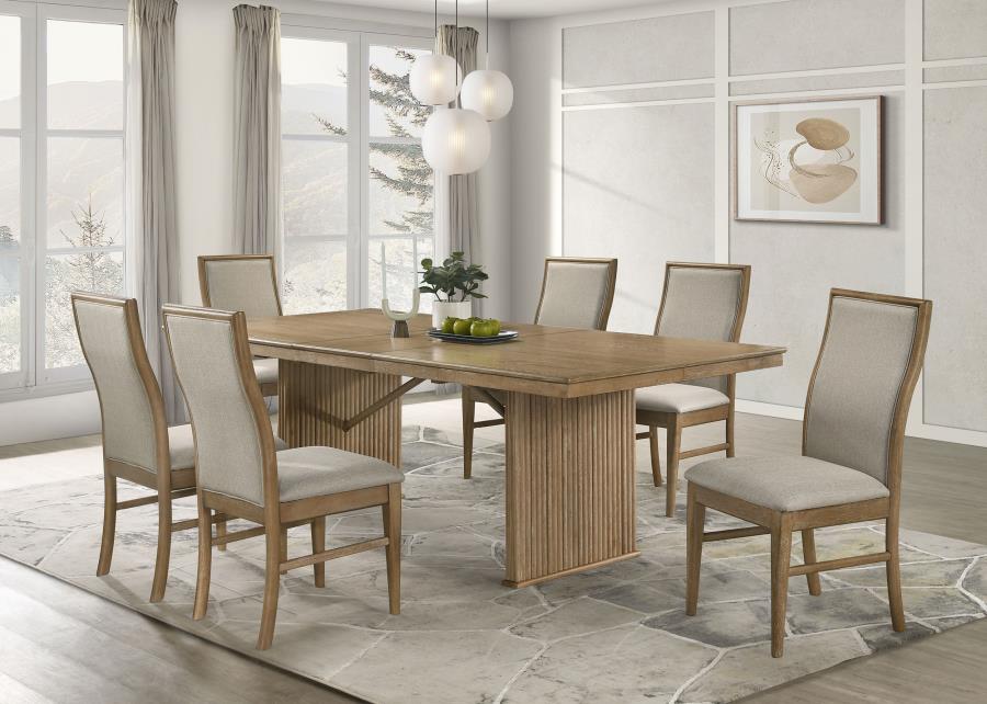 Coaster 193611-S7 7 pc Adina light brown distressed finish wood modern design dining table set