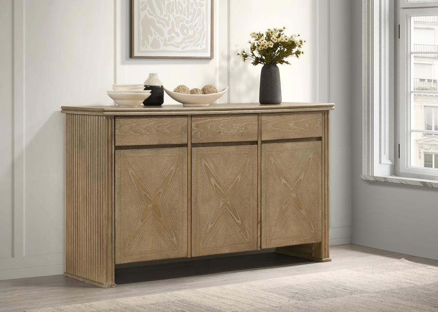 Adina Distressed Light Brown 3-Drawer 3-Door Sideboard Server – 193615