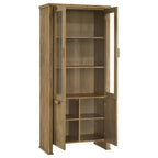Coaster 193616 Adina distressed light brown finish wood 77" tall curio cabinet with 4 doors