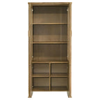Coaster 193616 Adina distressed light brown finish wood 77" tall curio cabinet with 4 doors