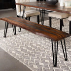 Coaster 193863 Neve natural sheesham finish wood natural edge dining bedroom entry bench