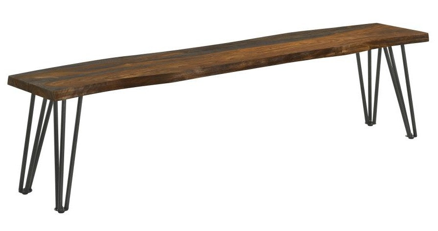 Coaster 193863 Neve natural sheesham finish wood natural edge dining bedroom entry bench
