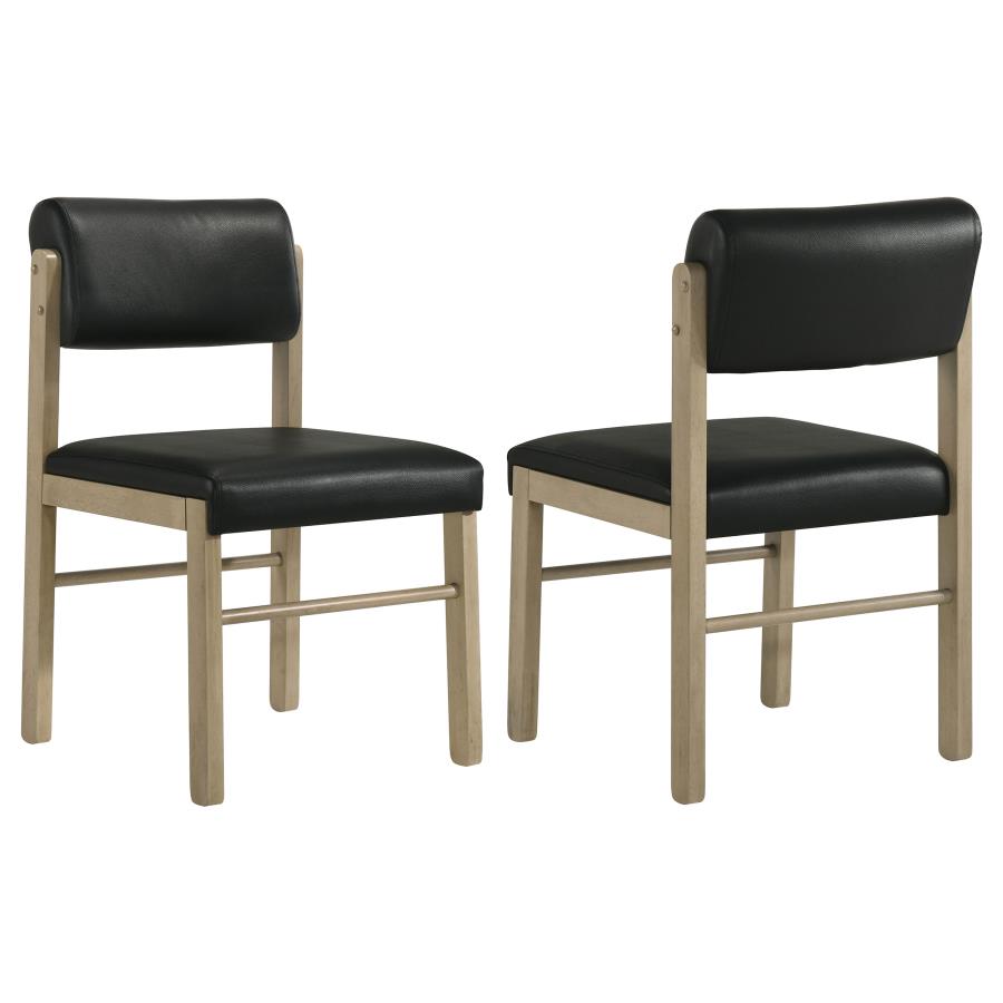 Coaster Kehoe Natural Black Faux Leather Upholstered Dining Side Chair Set of 2 – 193922NAT