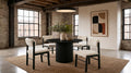 Coaster Decker 5-Piece Round Black Dining Table Set with Cream Upholstered Chairs – 193930BLK-S5B