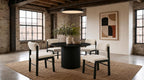 Coaster Decker 5-Piece Round Black Dining Table Set with Cream Upholstered Chairs – 193930BLK-S5B