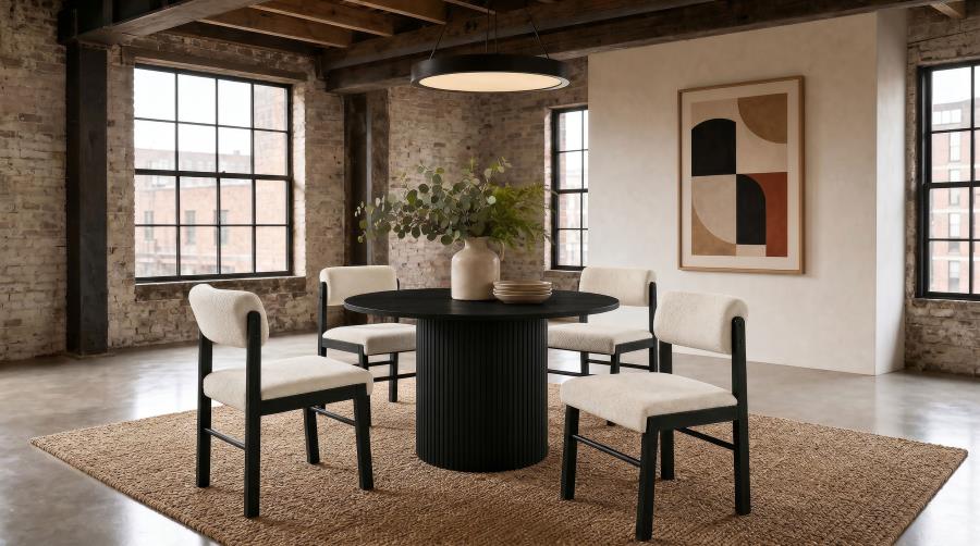 Coaster Decker 5-Piece Round Black Dining Table Set with High Spindle-Back Windsor Chairs – 193930BLK-S5B