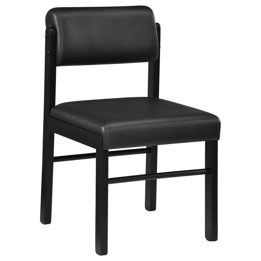 Coaster Decker 5-Piece Round Black Dining Table Set with Black Leatherette Chairs – 193930BLK-S5C