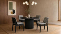 Coaster Decker 5-Piece Round Black Dining Table Set with Grey Velvet Tufted Chairs – 193930BLK-S5E