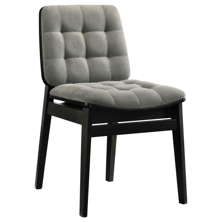Coaster Decker 5-Piece Round Black Dining Table Set with Grey Velvet Tufted Chairs – 193930BLK-S5E