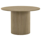 Coaster Decker 5-Piece Round Natural Dining Table Set with Grey Velvet Tufted Chairs – 193930NAT-S5E