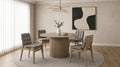 Coaster Decker 5-Piece Round Natural Dining Table Set with Grey Velvet Tufted Chairs – 193930NAT-S5E