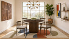 Coaster Decker 5-Piece Round Walnut Dining Table Set with High Spindle-Back Windsor Chairs – 193930WAL-S5A